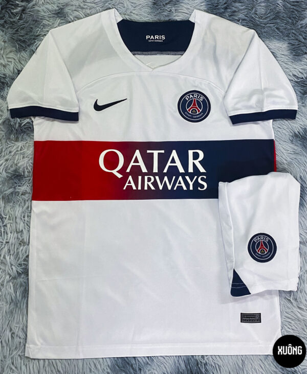 Bộ áo bóng đá PSG – paris saint germain sân khách màu trắng 2023 – 2024 hàng Thailand Giống thi đấu 99%